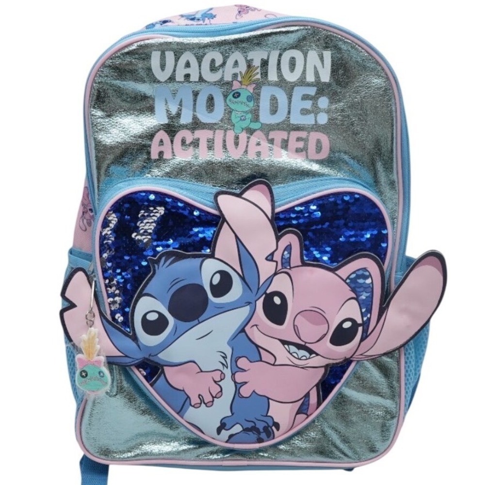 Disney Stitch Angel Backpack Vacation Mode Activated‎ Kids Travel Bag NWT